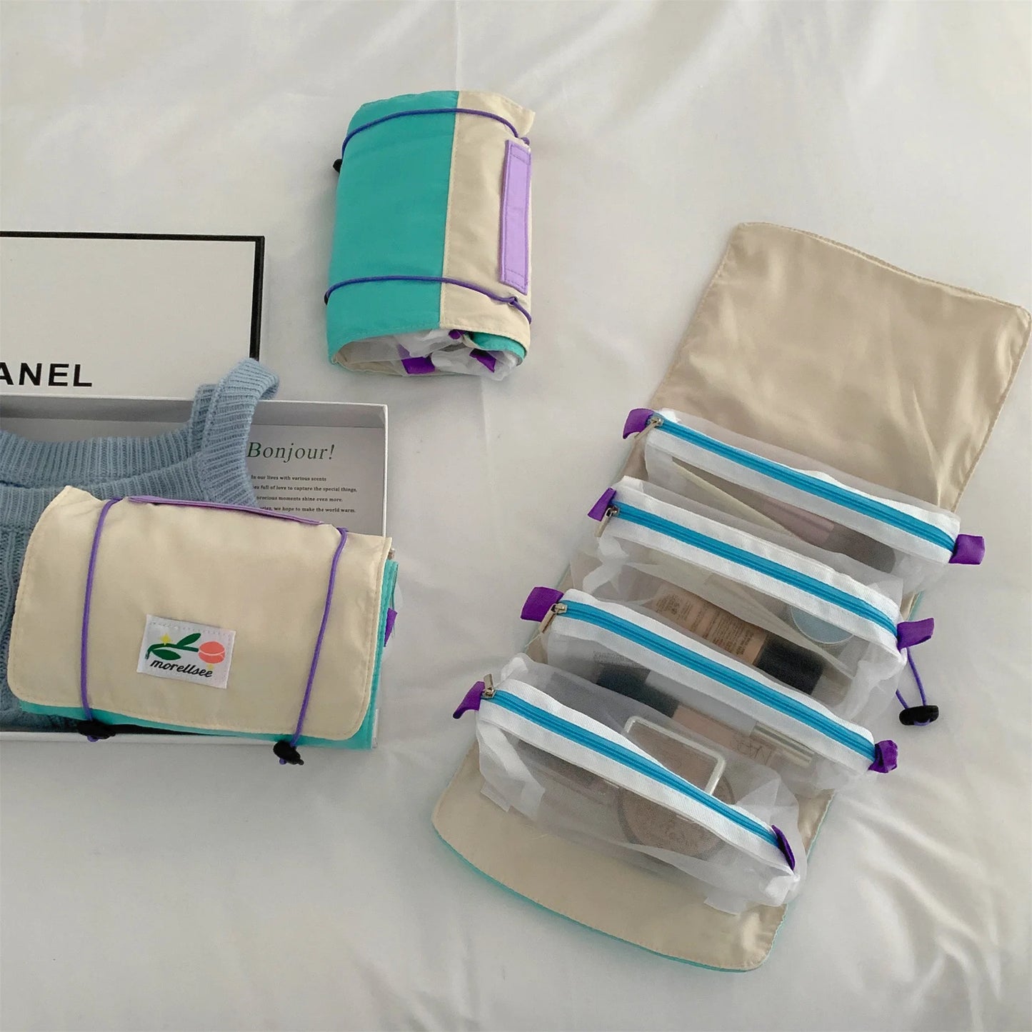 Women's Makeup Bags Cartoon Dog Cute Kawaii Large Capacity Portable Storage Bags Mesh Detachable Business Travel Washbags Girls