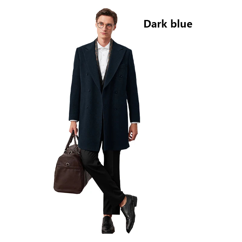 High-end 100% Double-sided Wool Men's Coat with a Suit Collar - Classic Style, Elegant Outfit for Business Casual Wear, Soft