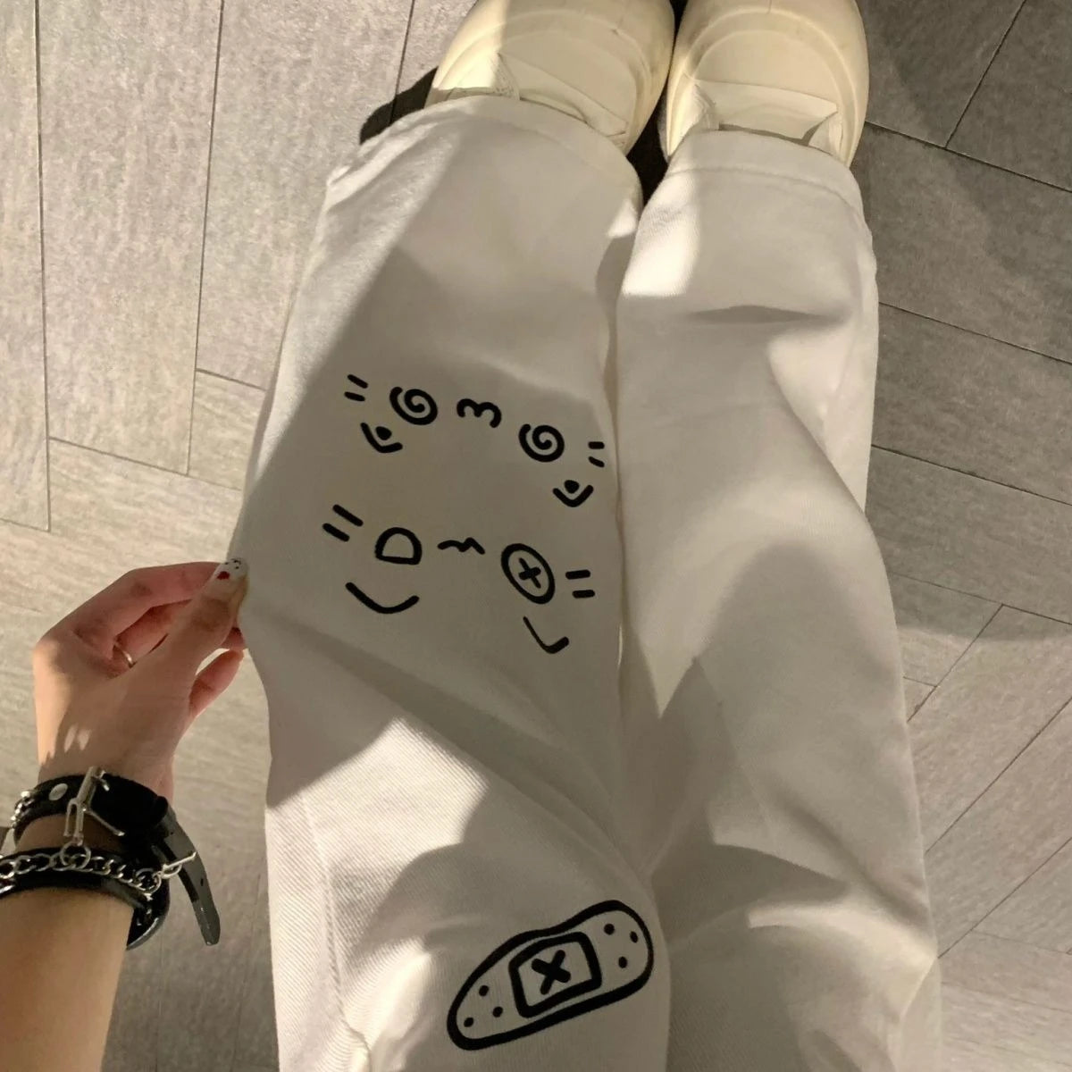 Japanese Kawaii Full Length Pants Women Cartoon Cat Pattern Casual Trousers Y2K Sweet Harajuku Subculture Autumn Sweat Pants