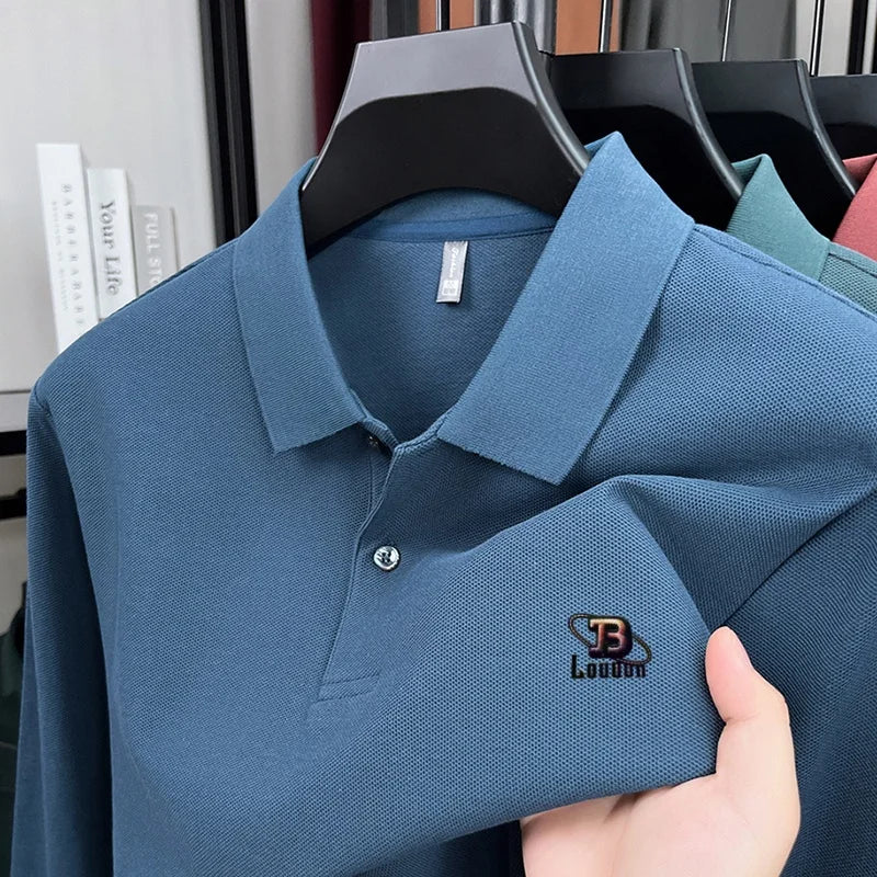 100% pure cotton 2025 Spring and Autumn new high-quality men business casual POLO shirt exquisite brand embroidered T-shirt top
