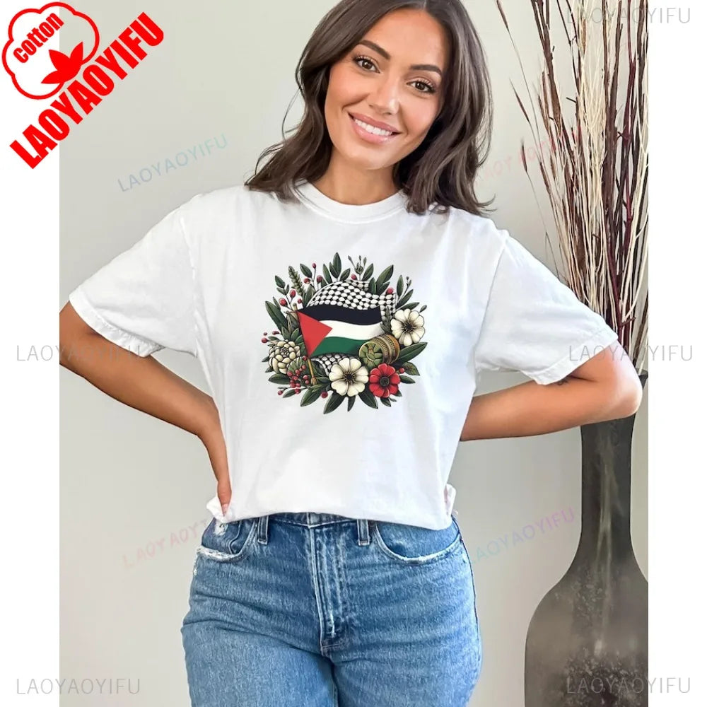Palestine Shirt Palestine Watermelon TShirt Palestine Flag Stand Man Woman Summer Male O-neck Short-sleeve Tees Shirts for Men