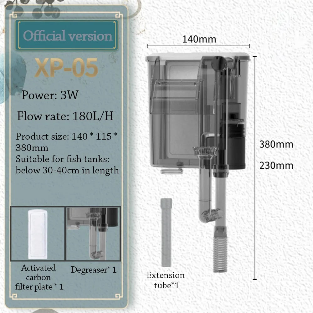 waterfall Fish tank filter 3 in 1 wall-mounted Waterfall Filter Box Silent Built-in Circulating Water Purifier for Home