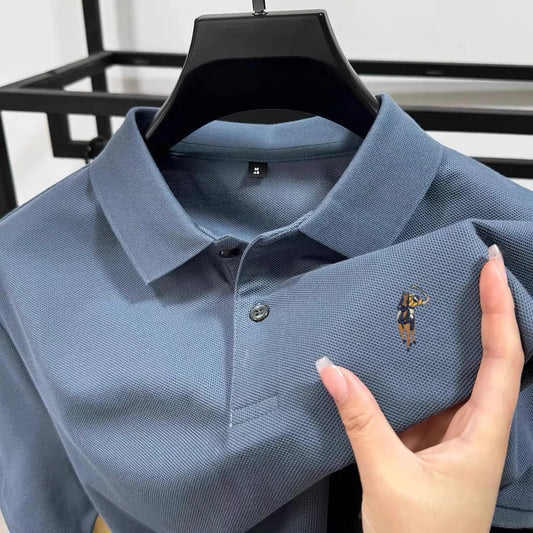 100% pure cotton new men's short sleeve summer comfortable breathable polo shirt high-end brand designer embroidered T-shirt top