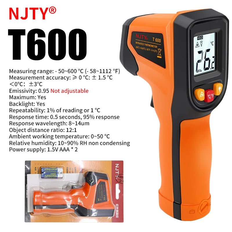 Non-contact Digital Infrared Thermometer Laser Temperature Meter Pyrometer Imager Hygrometer Termometro infrarojo Light Alarm