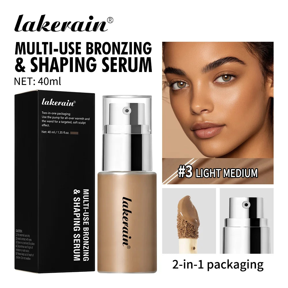 Lakerain Contouring Shaping Serum Long Lasting Nature Bronzing Foundation Deep Moisturizing Brighten Facial Contouring Concealer
