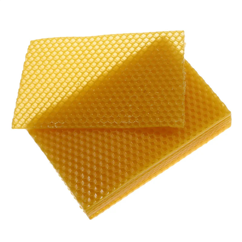 10Pcs Natural Beeswax Sheets Honeycomb Sheet Hive Cell Frame Wax Foundation for Candle Making Craft Beekeeping DIY Supplies