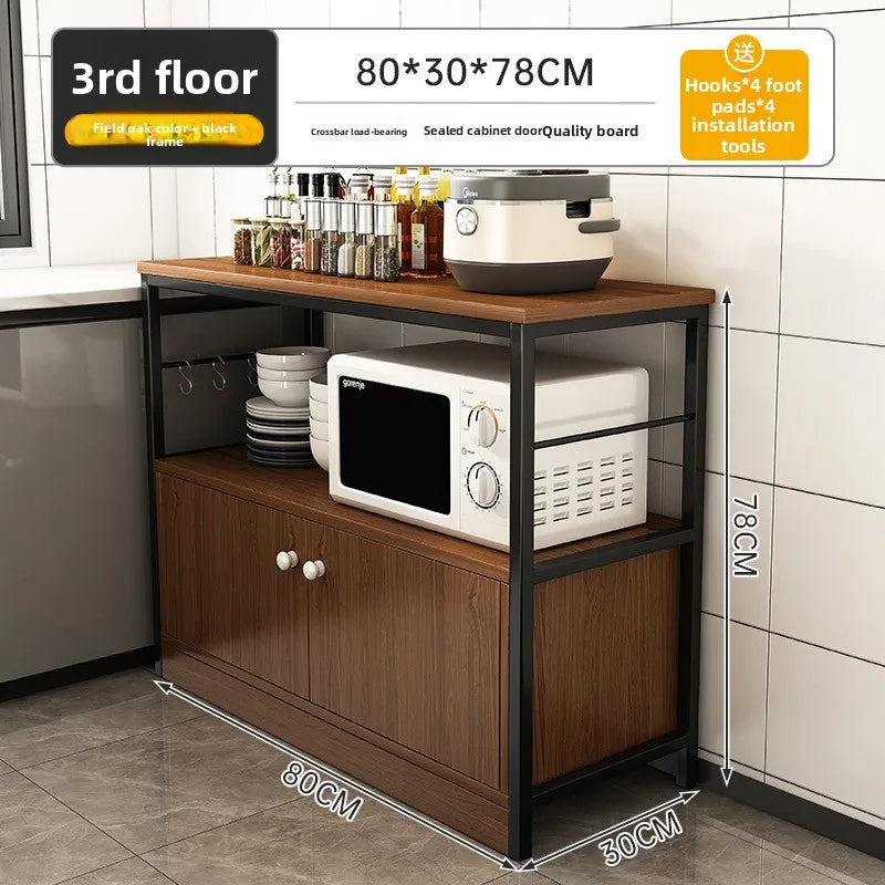 Heavy Duty Large Capacity Storage FurniturePantry Cabinet with Adjustable Shelves & Mesh Baskets Microwave Dishes