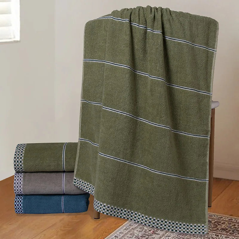 1/3 Bath Towel - 100% Cotton, Thickened & Extra-Large, Highly Absorbent, Adult Bathing & Beach Use, Quick-Drying, Household