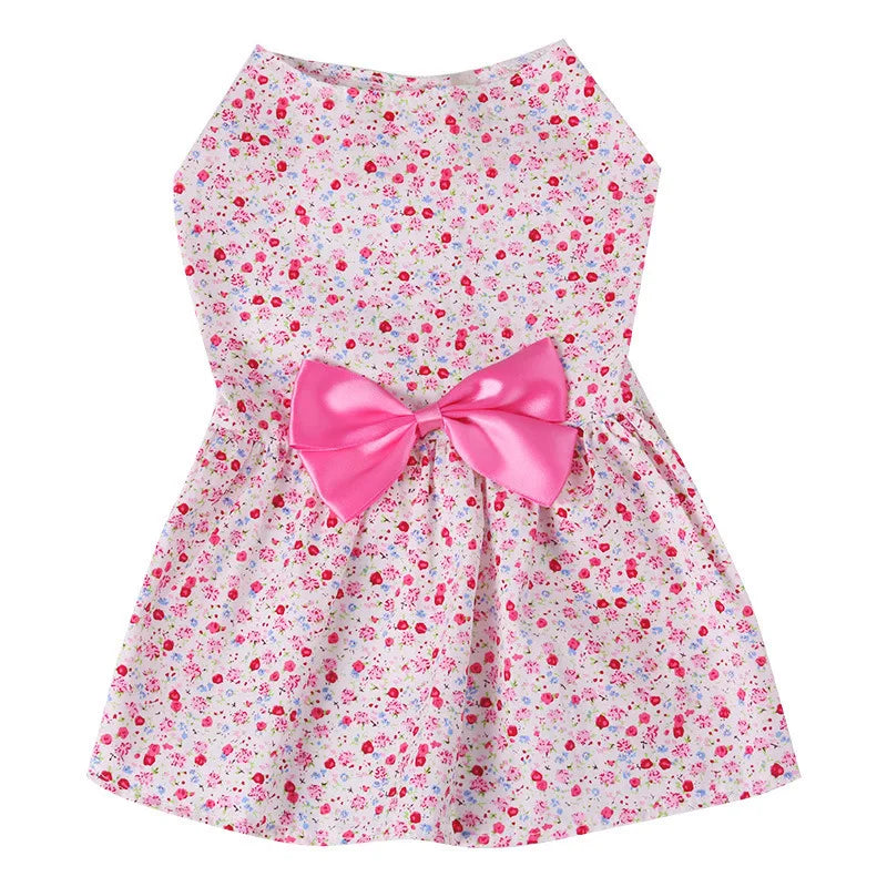 Pet Clothing Floral Print Dog Dress Summer Flower Pattern Pinafore Dress for Puppy Teddy