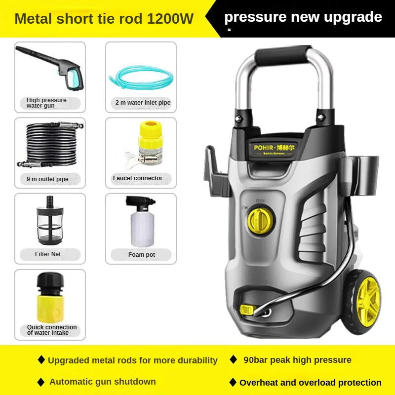 High Pressure Washer 130Bar 220V Home Use with Built in Reel Storage High Power 1800W for Cars & Floors Efficient Cleaning Power
