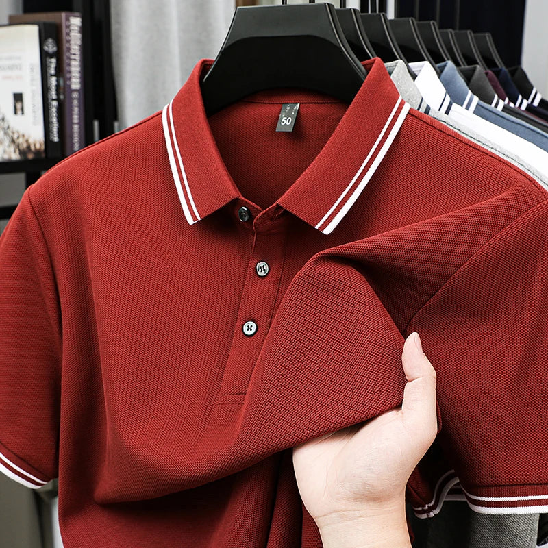100% pure cotton men's polo shirt summer fashion casual short sleeved comfortable luxury new simple solid color lapel T-shirt