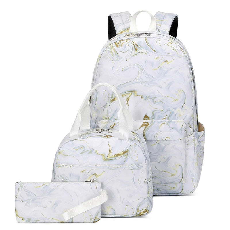 School Bags for Teenagers Girls Schoolbag Large Capacity Printing School Students Backpack Set Lunch bag Kids Cute Book Bags