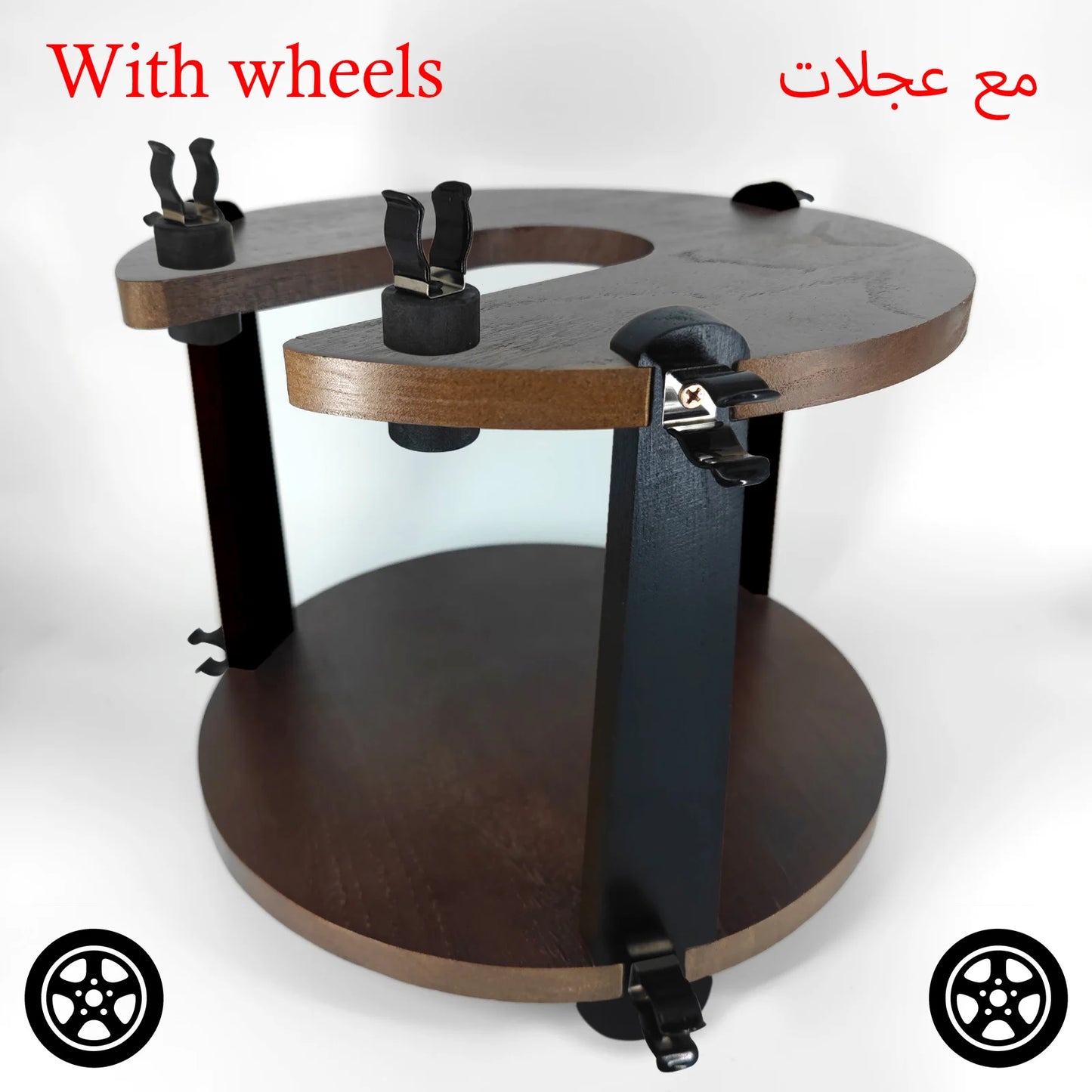 Shisha Stand Portable Wooden Hookah Table Holder Station With Wheels Rolling for Vase protection Hose Clamp Nargile Accessories