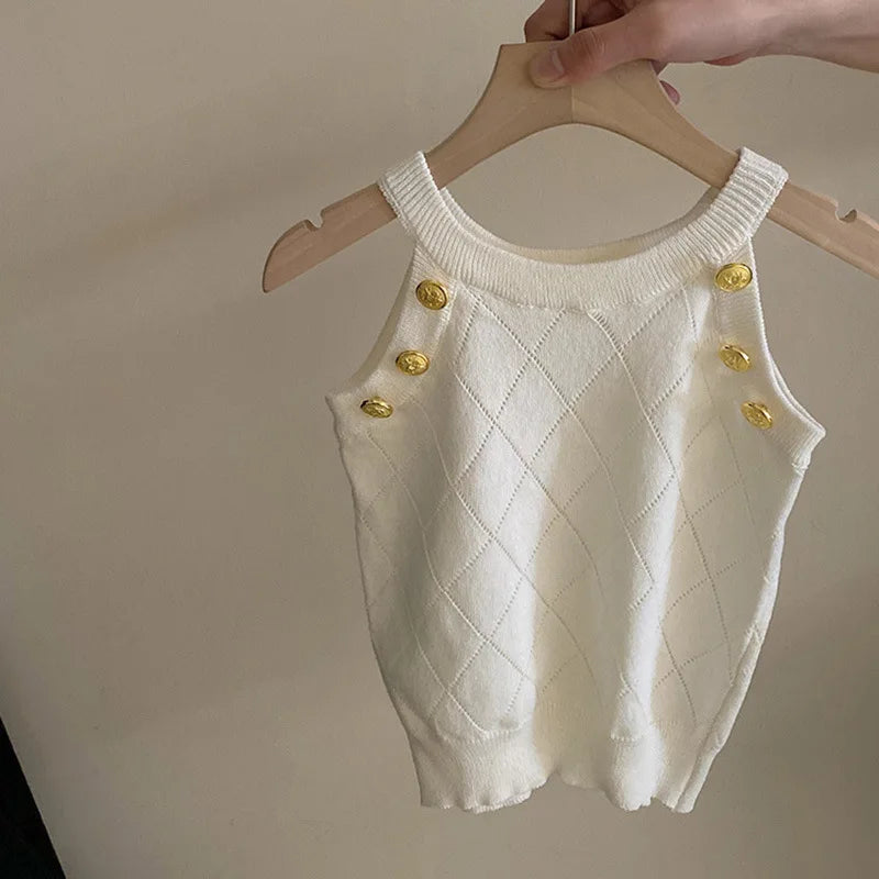 Summer Set Top 2024 New Girls Design Tank Top Flower Short Skirt Set Baby Girl Sweet Cute Temperament Clothes