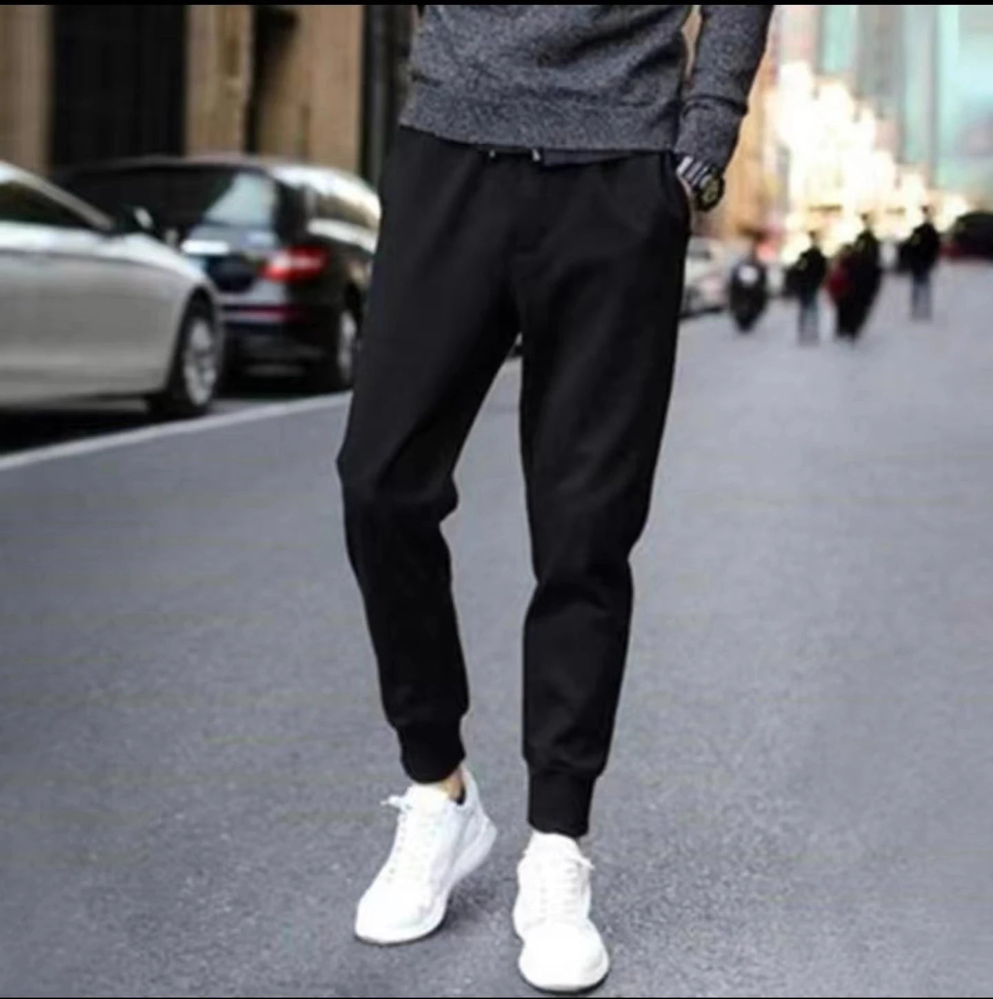 Men's Fleece Lined Thickened Windproof Cotton Pants Large Size Loose Casual Trousers Waterproof Drawstring Warm Lamb Velvet