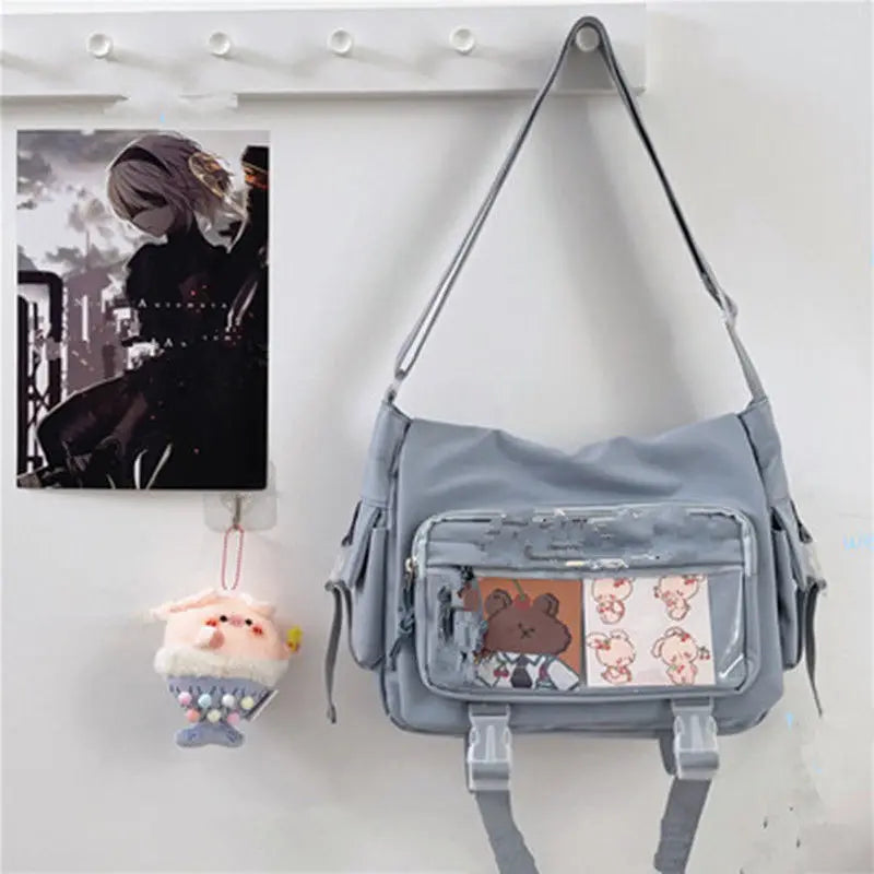 Nylon Crossbody Bags for Girls School Bags Japanese Transparent Bookbag Pocket Women Handbags Shoulder Messenger Bag Satchels