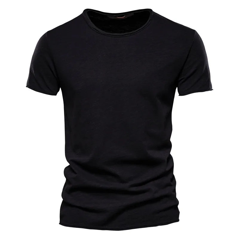 100% Cotton Men T-shirt V-neck Fashion Design Slim Fit Soild T-shirts Male Tops Tees Short Sleeve T Shirt O-neck for Men