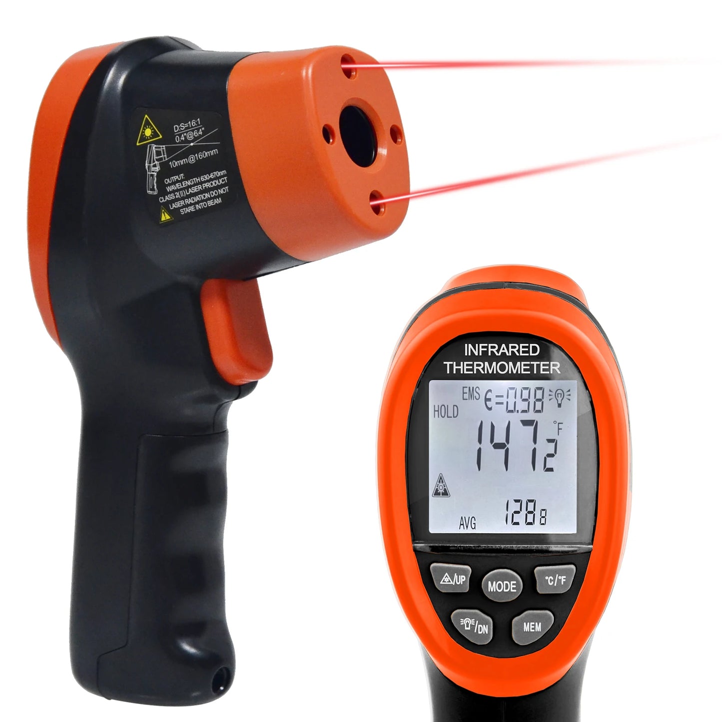 Infrared Thermometer Non-Contact Digital Laser Temperature Gun with -50°C~800°C, Adjustable Emissivity for Cooking/BBQ/Freezer