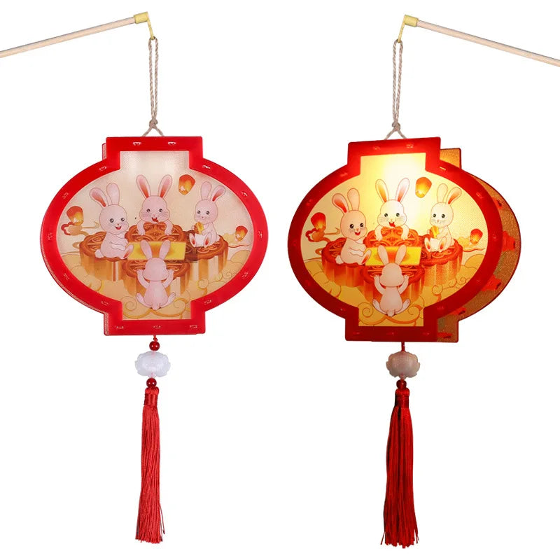 1 Set Mid Autumn Festival Lantern Making DIY Material Portable Retro Chinese Palace Lanterns Moon Festival Lamp Party Decor