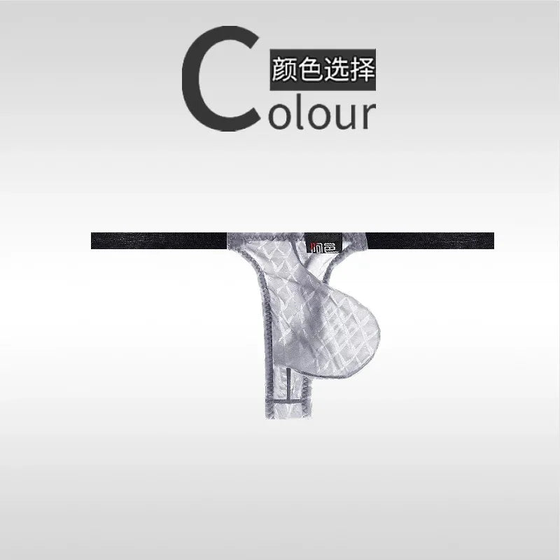 men's thongs fully transparent T-pants ultra-thin ice silk men's fun transparent low waisted slim fitting T-pants 2001