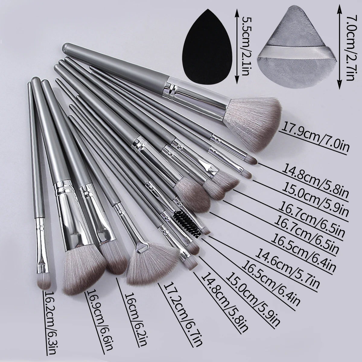 18pcs Professional Makeup Brush Set&4pcs Powder Puff,Makeup Tools With Soft Fiber For Easy Carrying,Foundation Brush Set