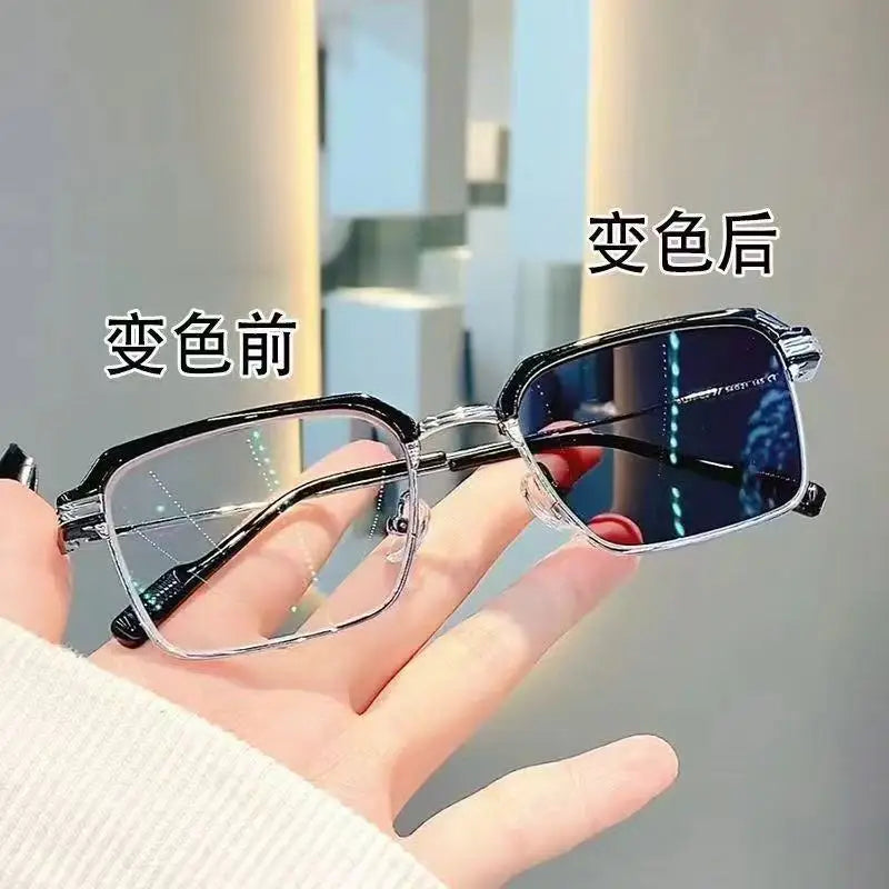 Photochromic Reading Glasses High Definition Men's Anti-blue Presbyopia Eyewear Metal Fashion Classic Hyperopia Eyeglasses