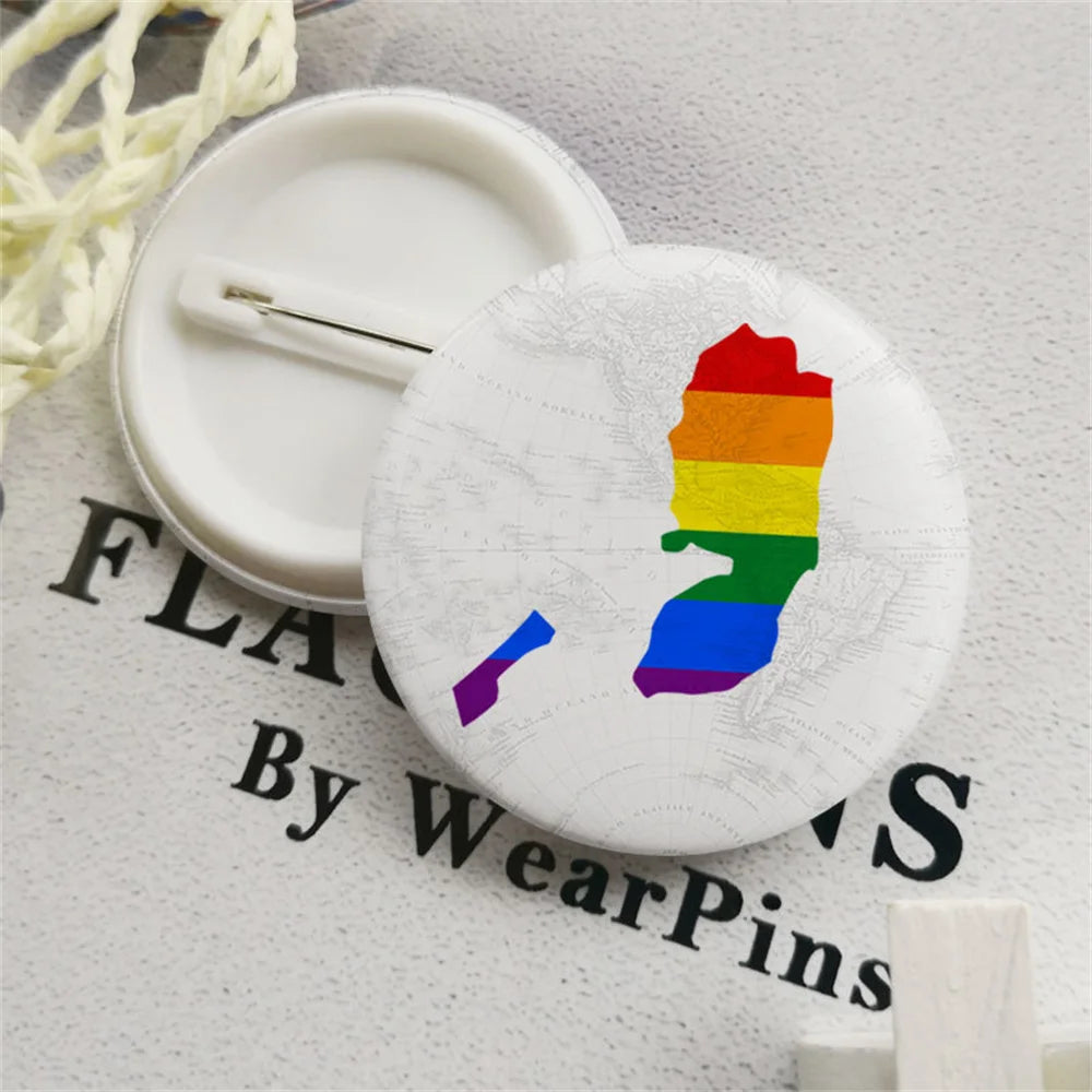 Palestine Flag Pin Palestine Rainbow Map Tinplate Badge Palestine Pin Clothing Hat Bag Accessories Home decoration