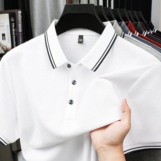 100% pure cotton men's polo shirt summer fashion casual short sleeved comfortable luxury new simple solid color lapel T-shirt
