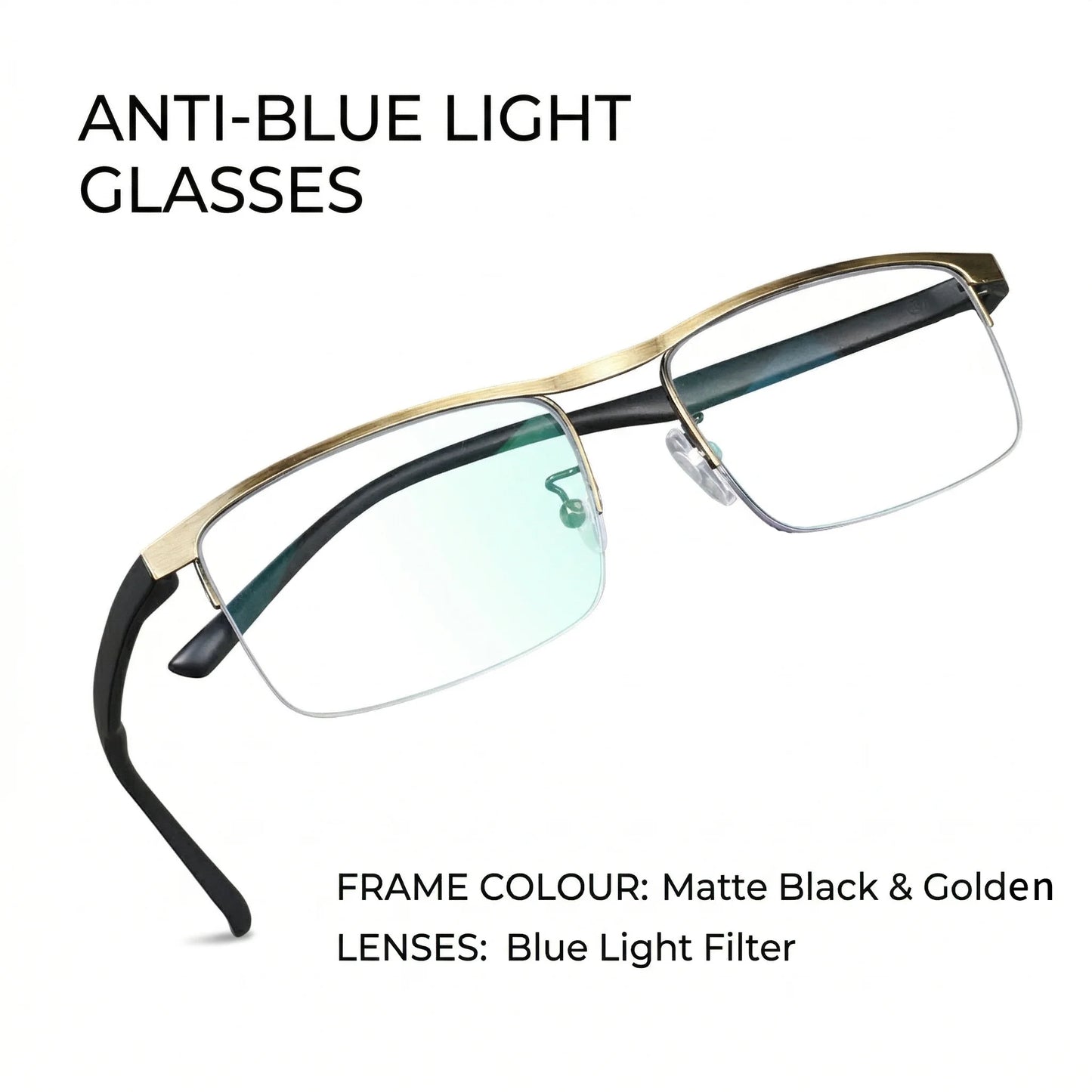 Men Classic Semi-Rimless Reading Glasses With Green Coating High-Definition Lens Comfortable Fit Suitable Home Office Use Gift