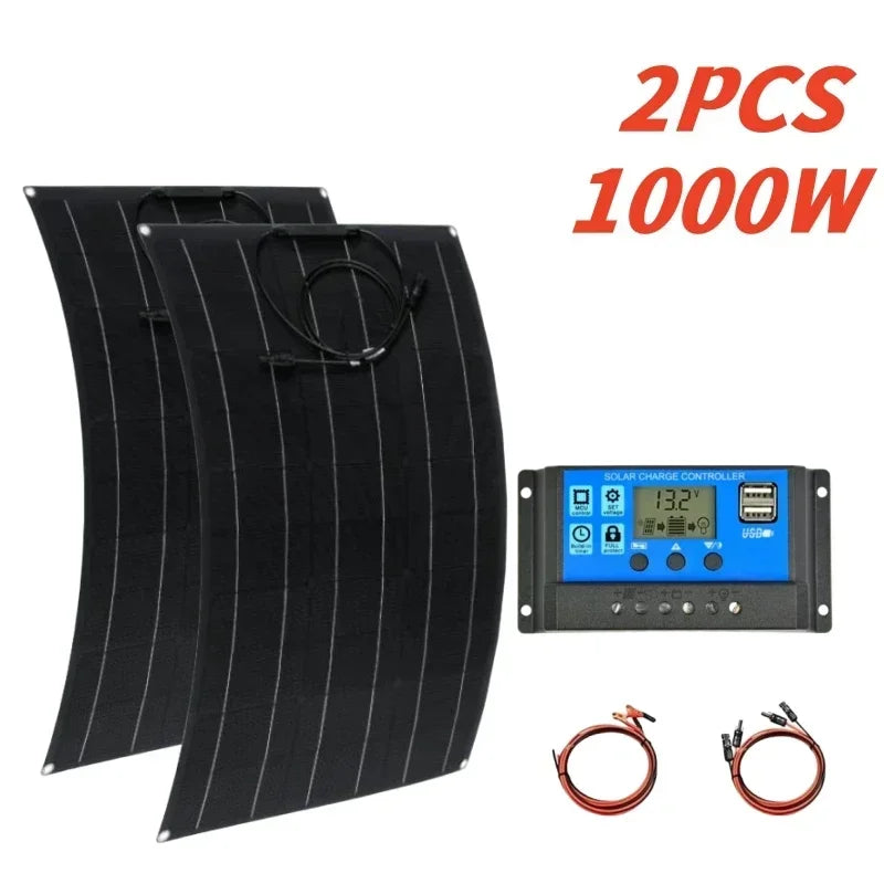 Solar Panel 500w1000w1500w2000w Super Power Suitable For RV Boat Car Household Camping 18V 36V Battery Charger Solar Panel Kits