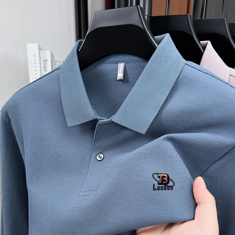 100% pure cotton 2025 Spring and Autumn new high-quality men business casual POLO shirt exquisite brand embroidered T-shirt top