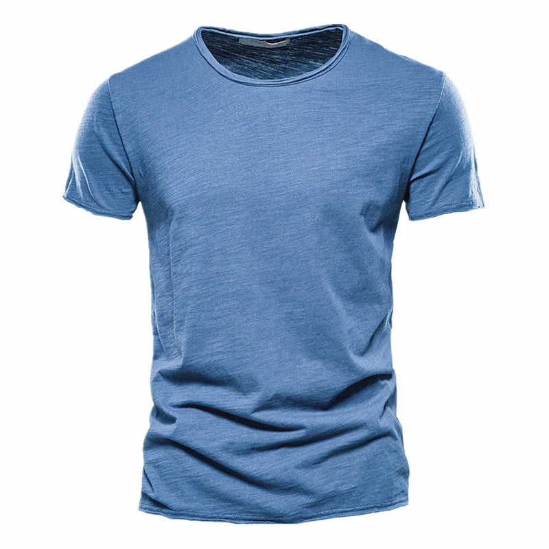 100% Cotton Men T-shirt V-neck Fashion Design Slim Fit Soild T-shirts Male Tops Tees Short Sleeve T Shirt O-neck for Men