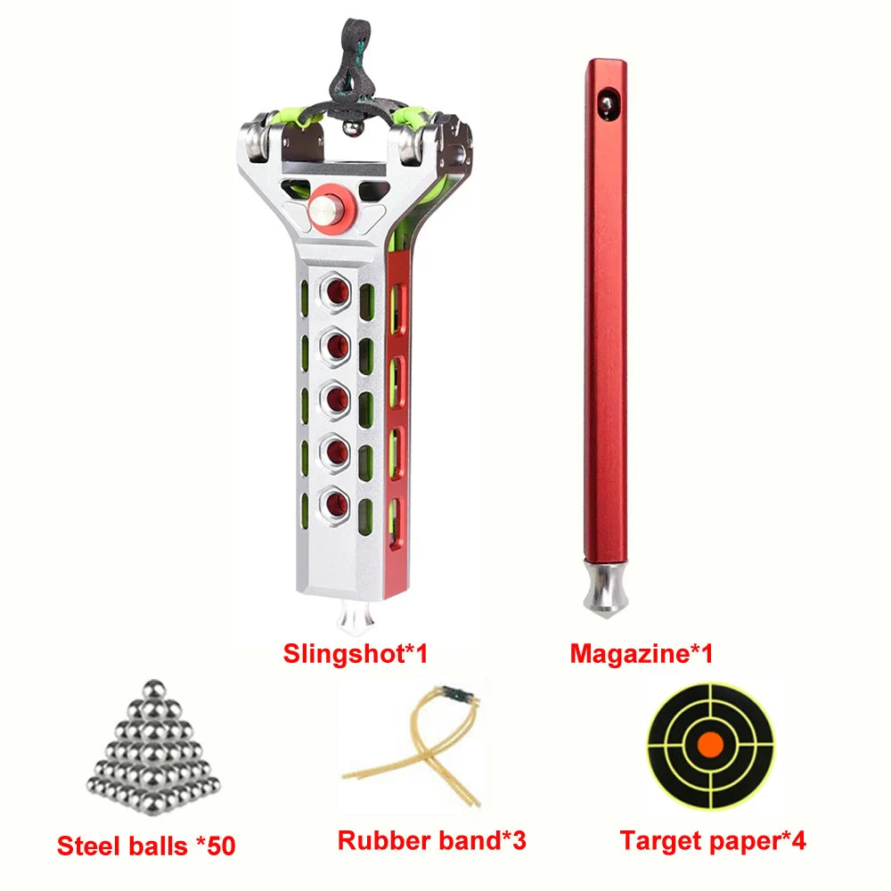 Tactical Slingshots for Adults, Auto Loading Slingshot with Magazine | Aluminum Alloy Material, Precision Rapid Fire, Hunting