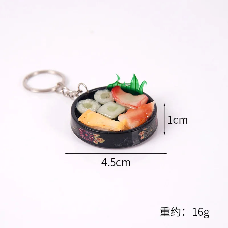 Simulation Food Keychain Pendant Funny Gift Lunch Box Sashimi Toys Party Couple Car Bag Key Rings