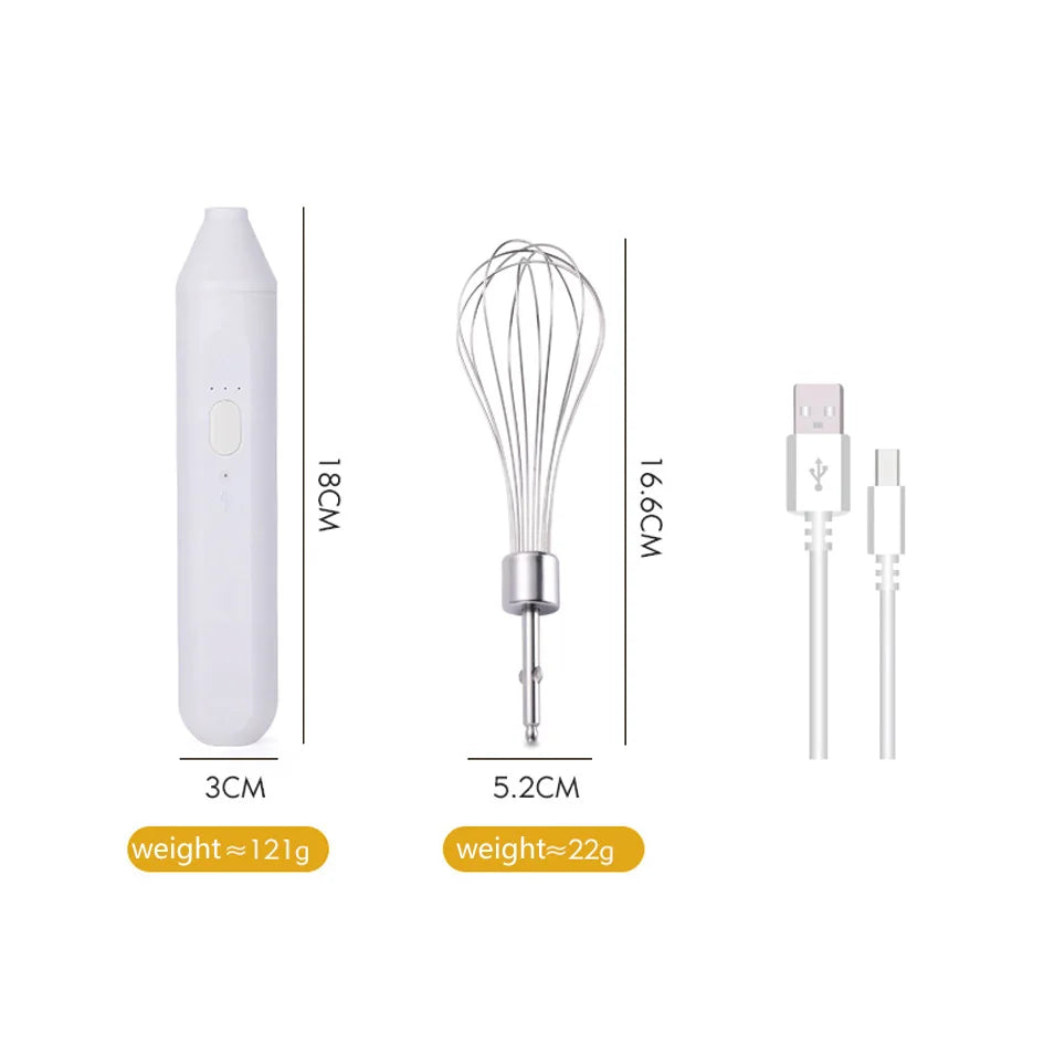 Cordless Multi-Use Whisk System | Compact Handheld Mixer with Milk Frother & Auto-Stirring for Baking, Coffee, and Cream
