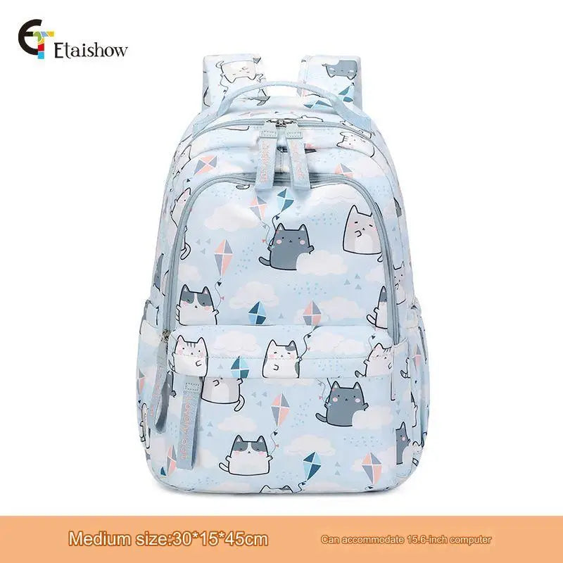 School Bags for Girls Cute Printing Cat School Backpack and Handbag Kawaii Children Backpack Back To School 2024 Mochila Escolar