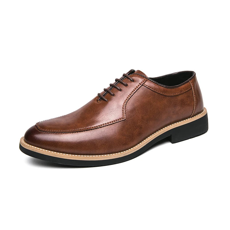 High End Brand Men's Party Formal Shoes Lace Up Pointed Men's Glossy Leather Shoes Classic Elegant Business Shoes Free Delivery