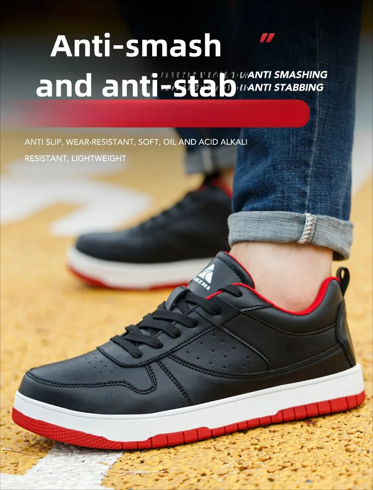 Steel Toe Man Work Boots Industrial Fashion Safety Shoes Men Non-Slip Work Sneakers Construction Waterproof Work Mens Shoes