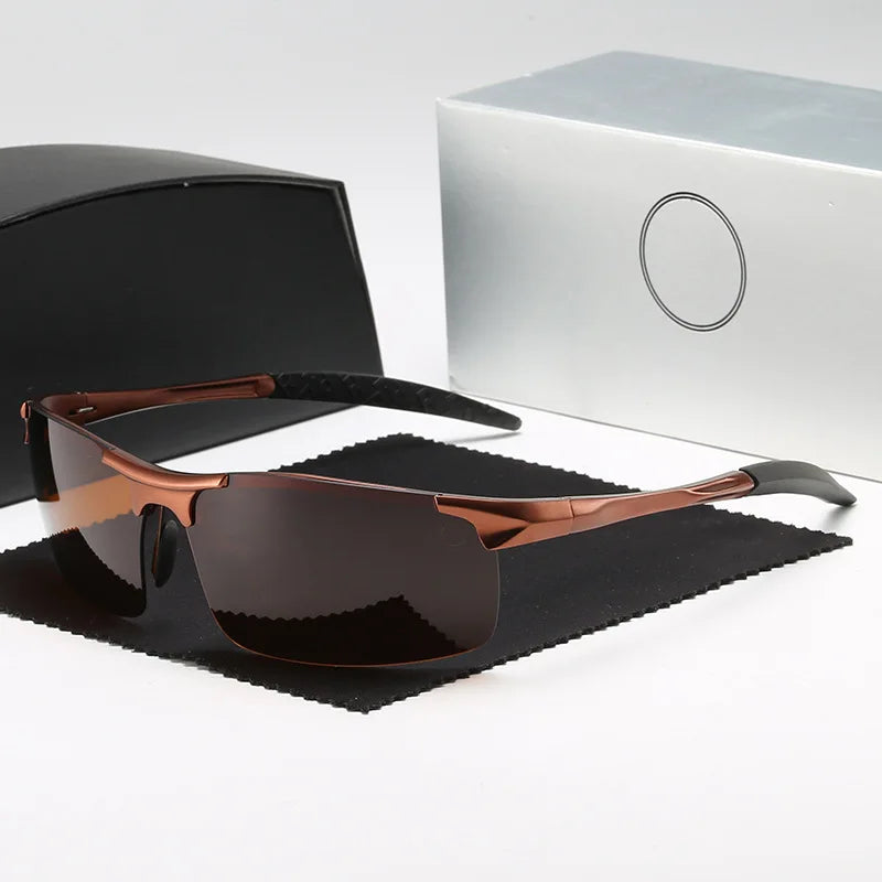 Men's Polarized Protective Glasses UV Sunshade Glasses Trendy Outdoor Cycling Driving GlassesAluminum Magnesium Sunglasses