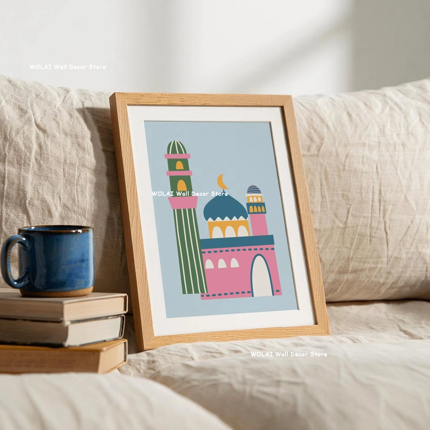 Islamic Card Mosque Architecture Canvas Poster Muslim Bohemian Animal Nursery Wall Art Print Pictures for Children's Home Decor