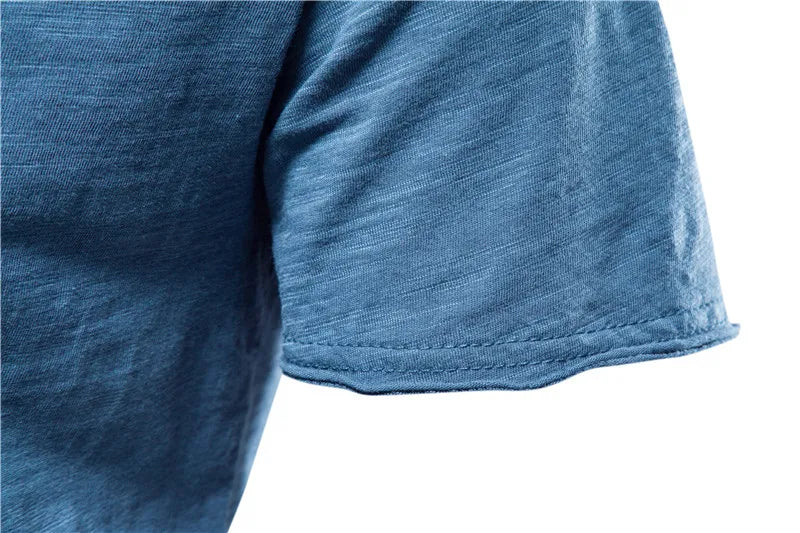 100% Cotton Men T-shirt V-neck Fashion Design Slim Fit Soild T-shirts Male Tops Tees Short Sleeve T Shirt O-neck for Men
