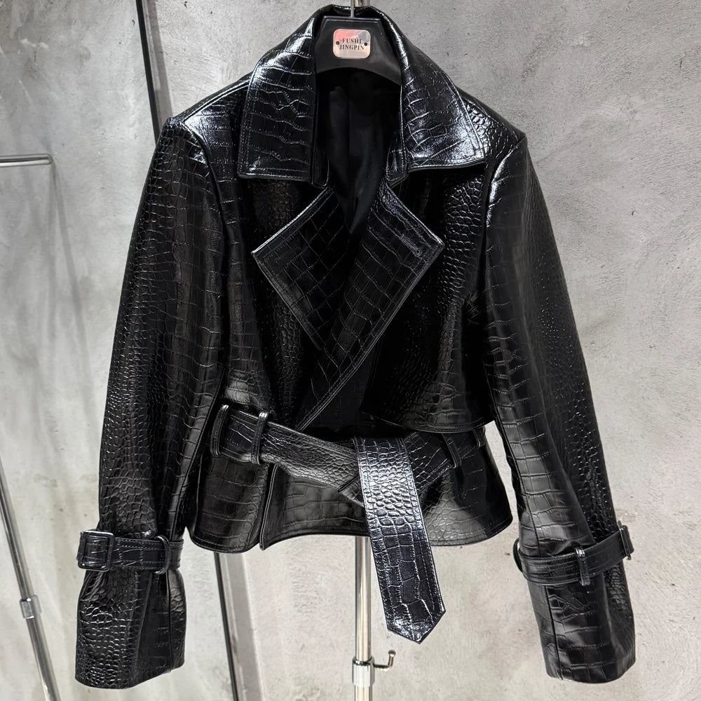 Ladies Blazer Leather Coat Office Lady Sheepskin Jackets Female Genuine Leather Outwear