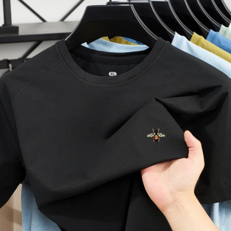 New Men's 100% Cotton Fashion Round Neck Short Sleeve T-shirt for Summer 2026, Business, Leisure, Comfortable and Breathable