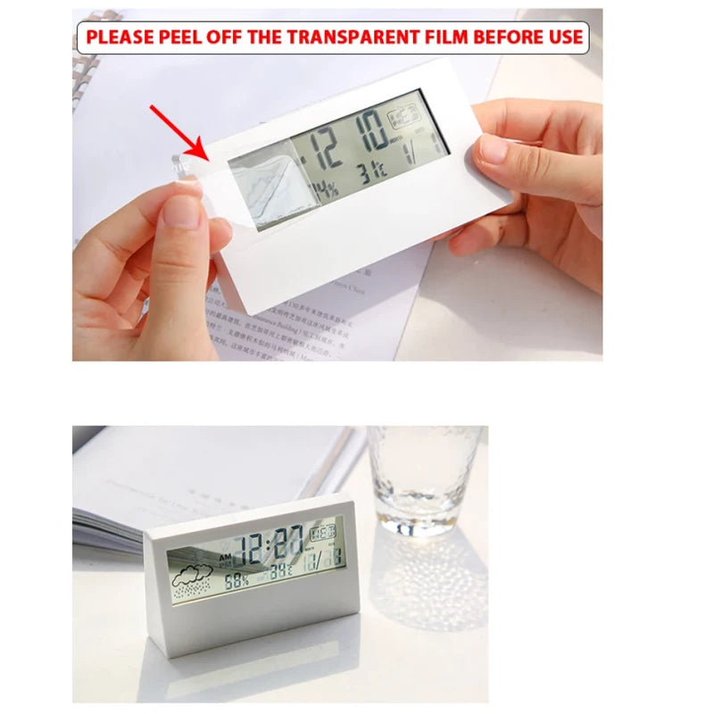 LED Thermometer Thermo-Hygrometer Multifunction Electronic Temperature Humidity Meter Weather Station for Home With Alarm Clock