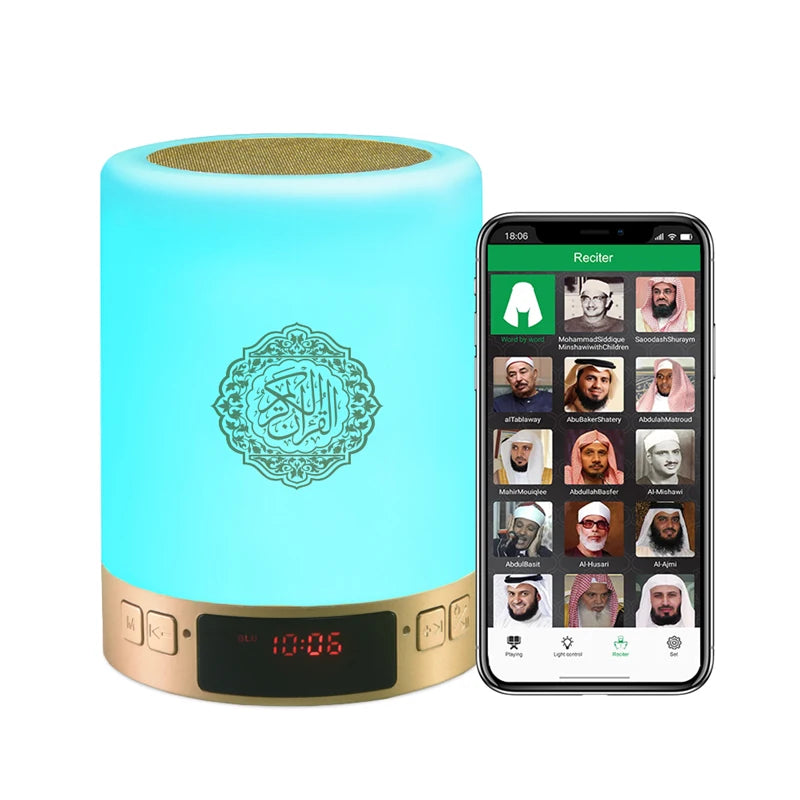Islamic Wireless Portable Quran Speaker LED Night Light Koran Lamp With AZAN Clock Mp3 Player Muslim Gift Veilleuse Coranique