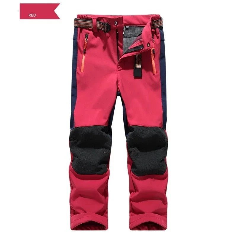 new spring windproof waterproof children outdoor kids pants boys girls soft shell pants warm teens climbing pants sweatpants