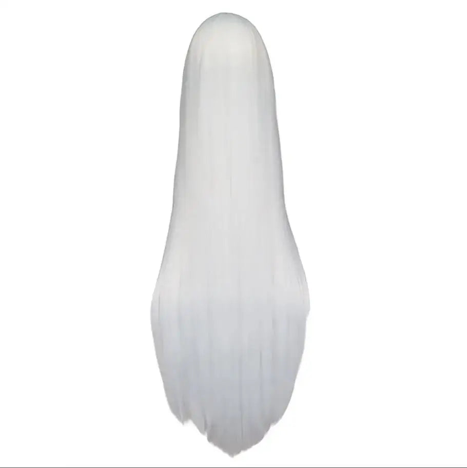 White Wig 100CM/40 Inches Synthetic Heat Resistant Fiber Long Halloween Costume Cosplay Carnival Straight Hair