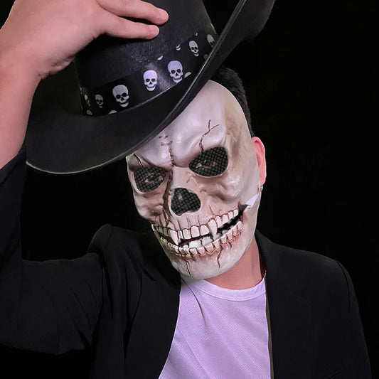 1pcs Moving Mouth Skull Mask Halloween Movable Props Scary Horror Character Props Halloween Holiday Party Masquerade Decoration