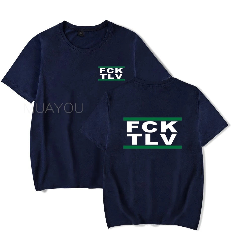 Summer Tops Printed FCK TLV T shirts Crew Neck Casual Tops Men Women Short Sleeve T-Shirt 4XL