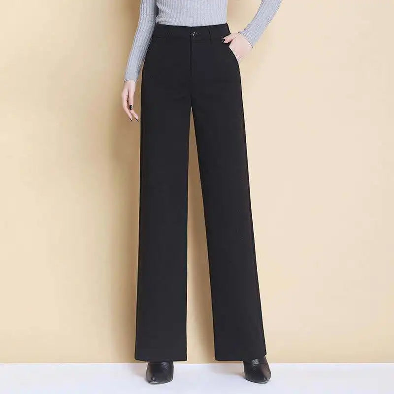 New Wool Wide-leg Women's High Waist Thickened Loose Casual Long Straight Suit Pants
